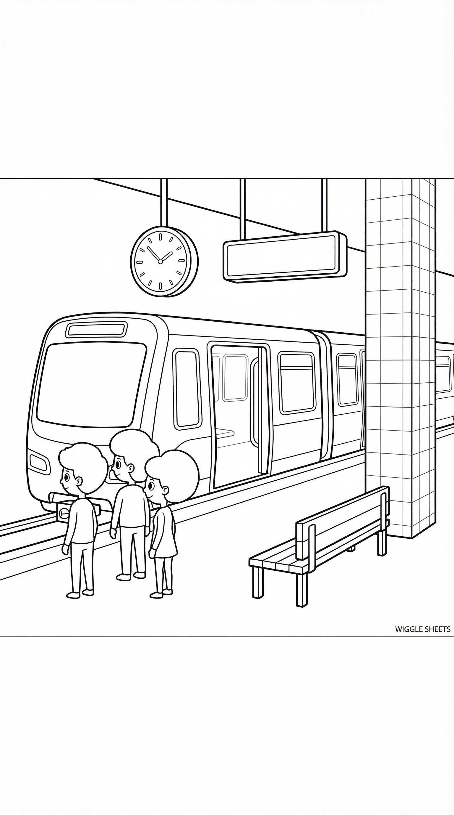 Metro with People Coloring Page